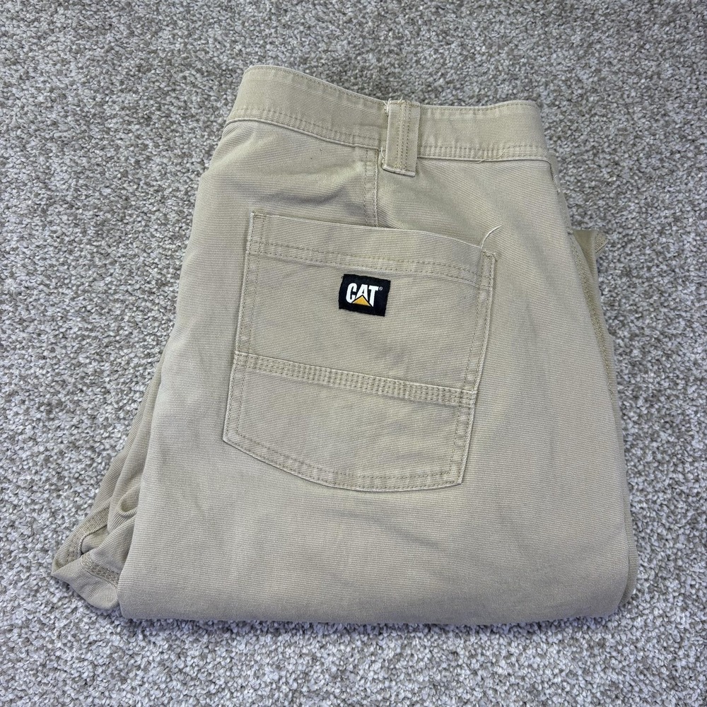 CAT Pants Mens 38x32 Beige Regular Fit Stretch Canvas Workwear Khakis‎ Pockets